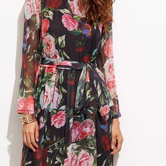 5⭐️🆕🏆2XHP🏆Romantic Rose Chiffon Dress - Picture 4 of 5