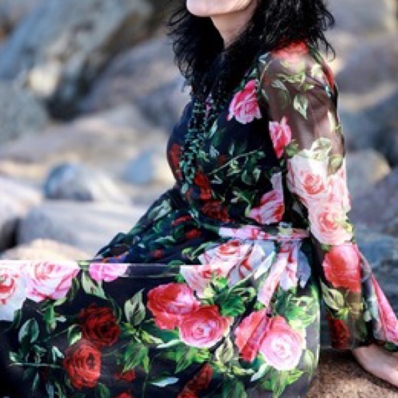 5⭐️🆕🏆2XHP🏆Romantic Rose Chiffon Dress - Picture 2 of 5