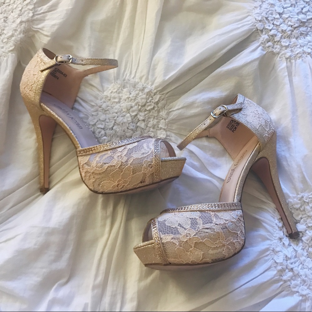 Blush pink sparkly heels