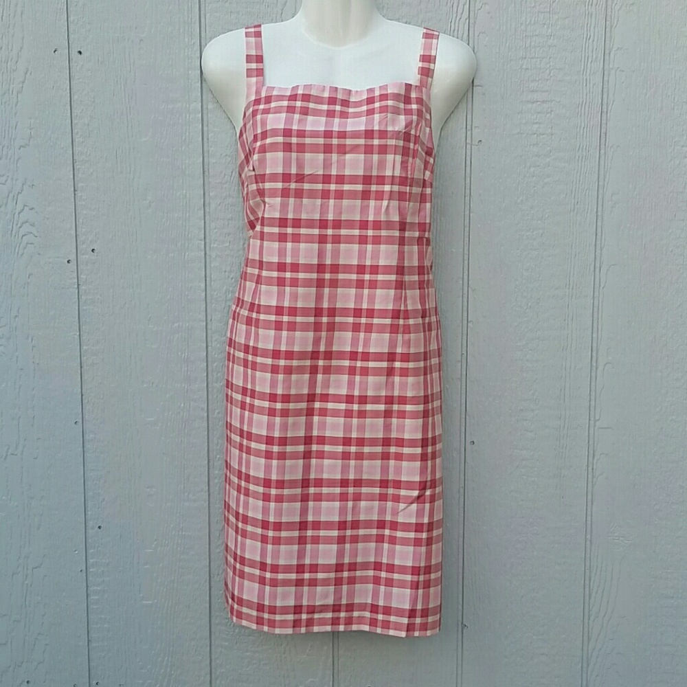 A Pea in the Pod Pink Plaid Taffeta Silk Dress - Picture 1 of 4