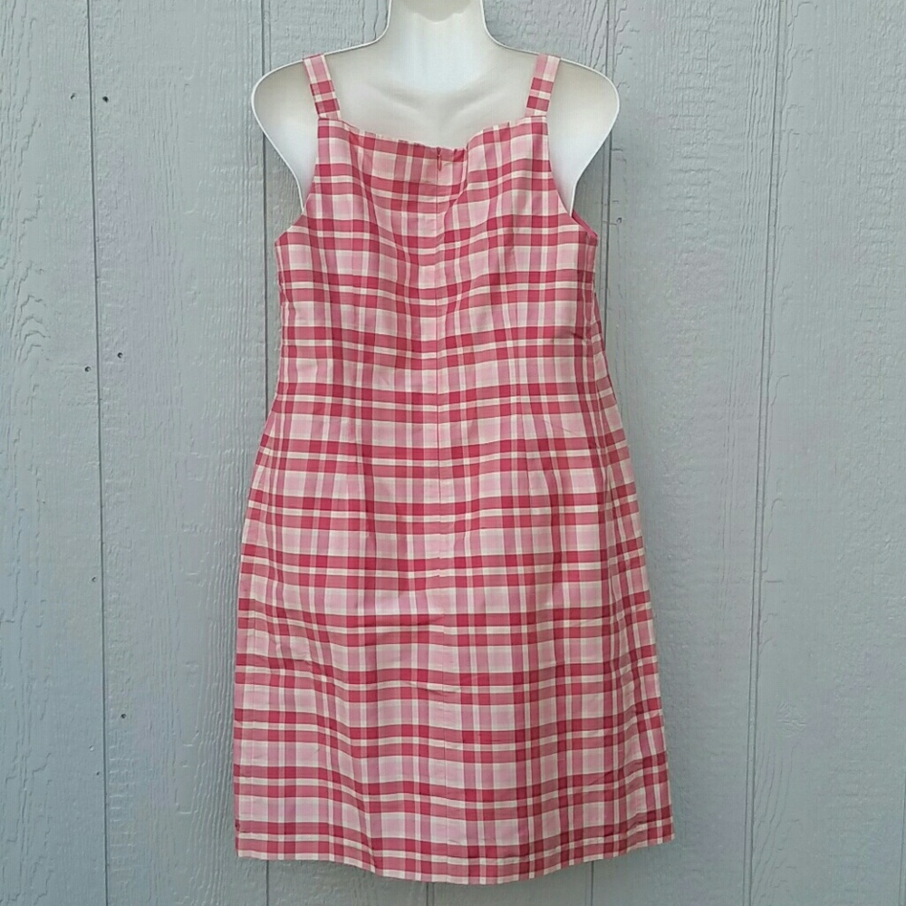 A Pea in the Pod Pink Plaid Taffeta Silk Dress - Picture 3 of 4