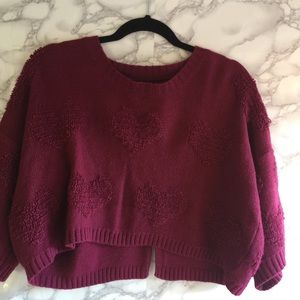 Cropped Rasberry woven sweater top