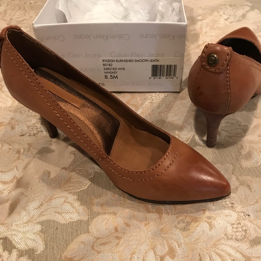Calvin Klein brown leather heels