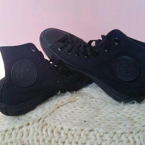 Solid Black Hightop Converse