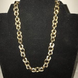 Gold tone and rhinestone dressy necklace