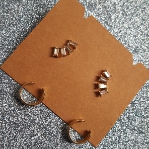 CZ earring& gold cuff