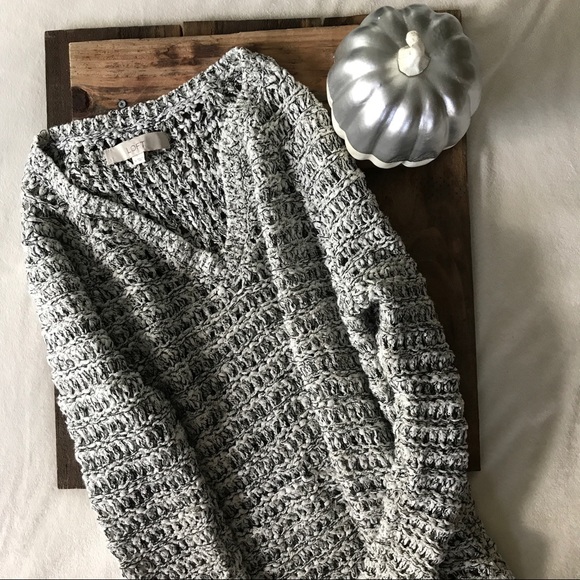 LOFT Sweaters - LOFT White & Gray Open Knit Chunky Sweater