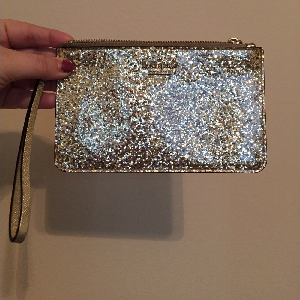Kate spade ♠️ gold sparkly wristlet