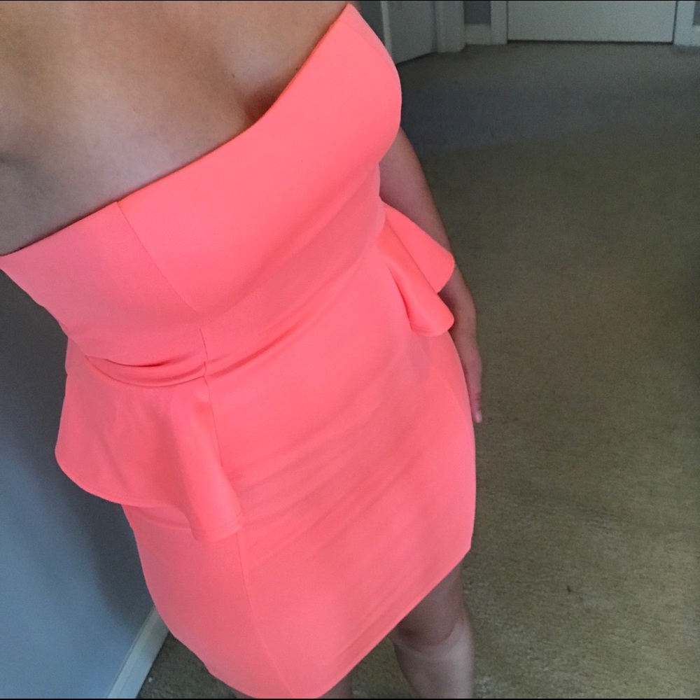 Charlotte Russe salmon/bright pink cocktail dress