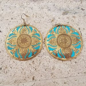 Gorgeous turquoise and antique gold earrings