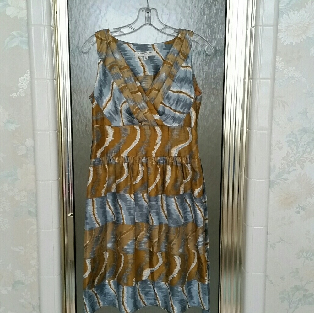 Evan Picone crossover V-neck fit and flare dress
