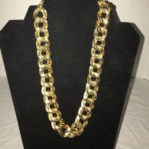 Heavy, goldtone double chain necklace