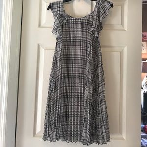 BCBG checkered pleated midi dress