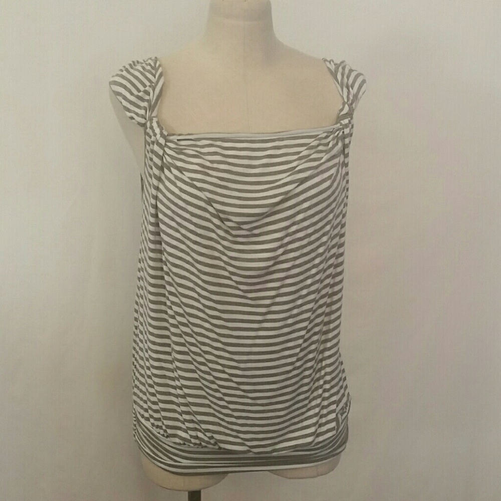 Max studio striped tank top knit shirt Grey M S