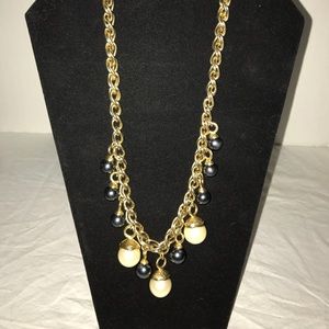 Heavy rope chain black & white pearl necklace