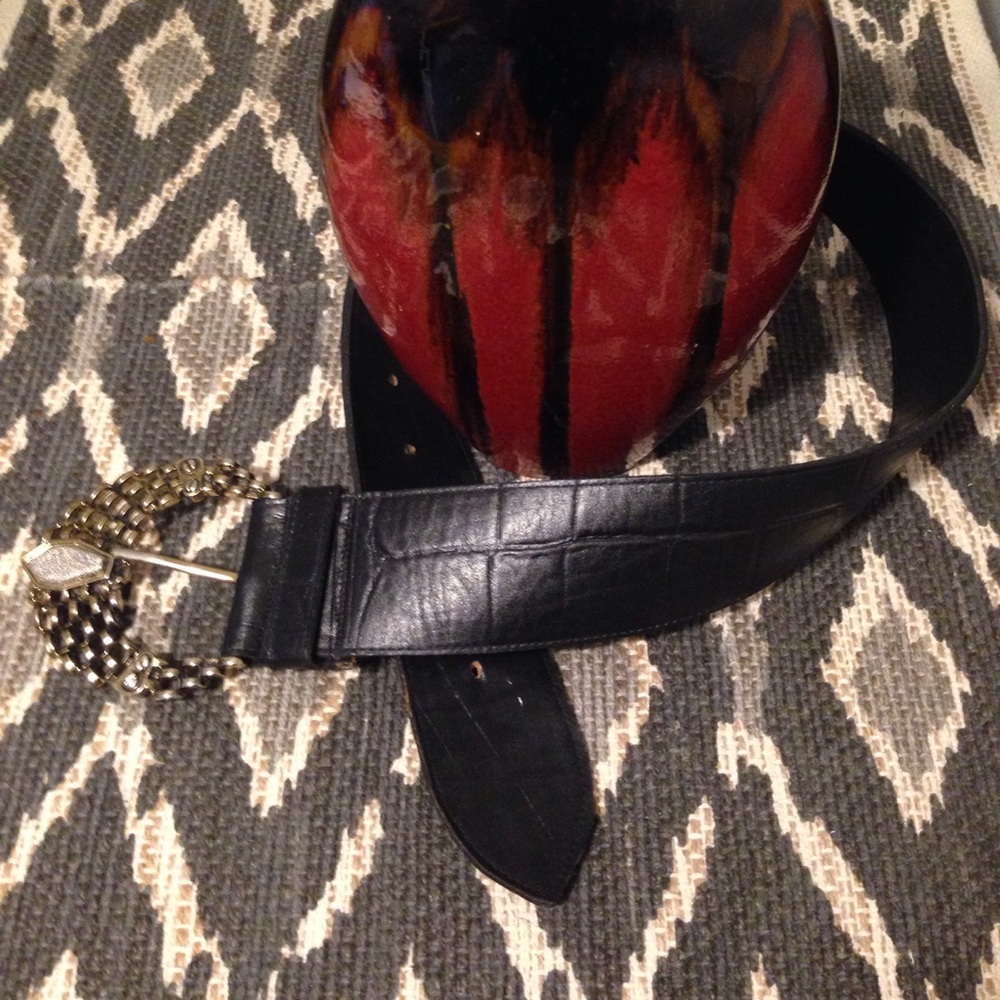 Black Faux Leather Belt