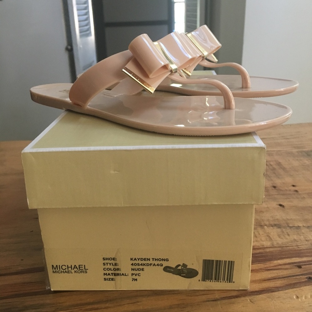 MIchael Kors Kayden jelly bow thong nude Sandals