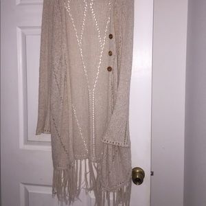 Long fringe sweater cardigan