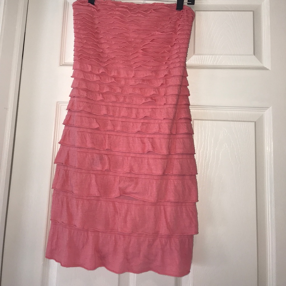 EXPRESS Strapless salmon ruffled mini dress