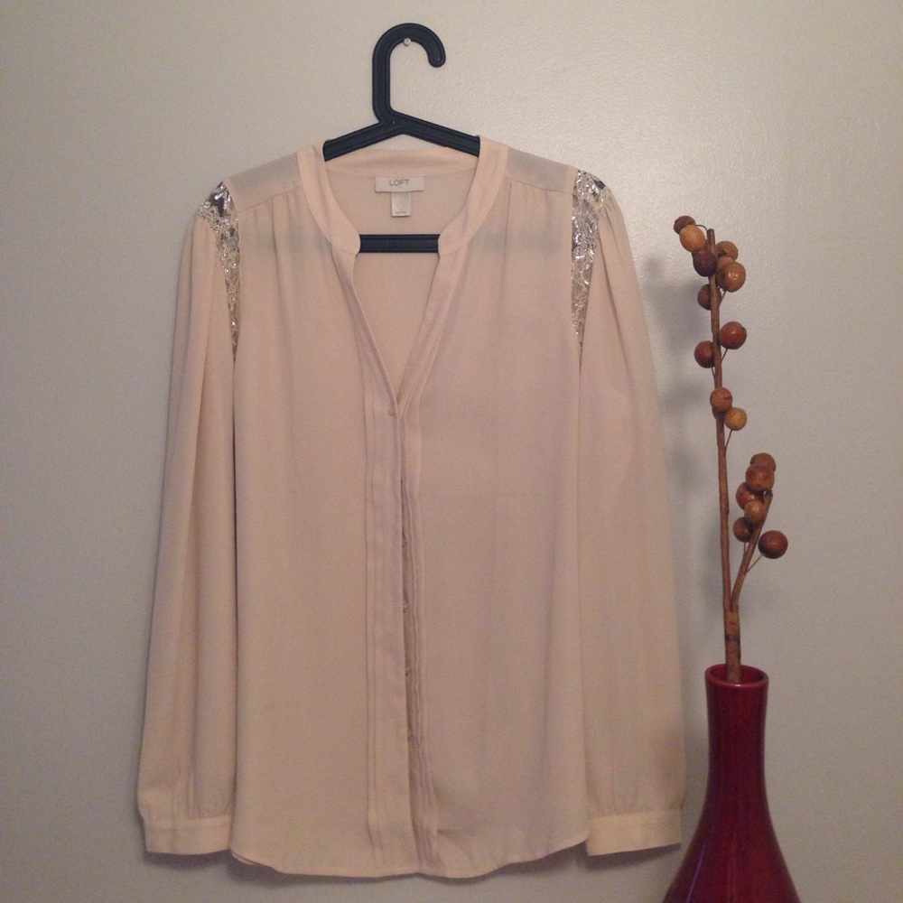 ANN TAYLOR LOFT Light Pink Sheer Blouse