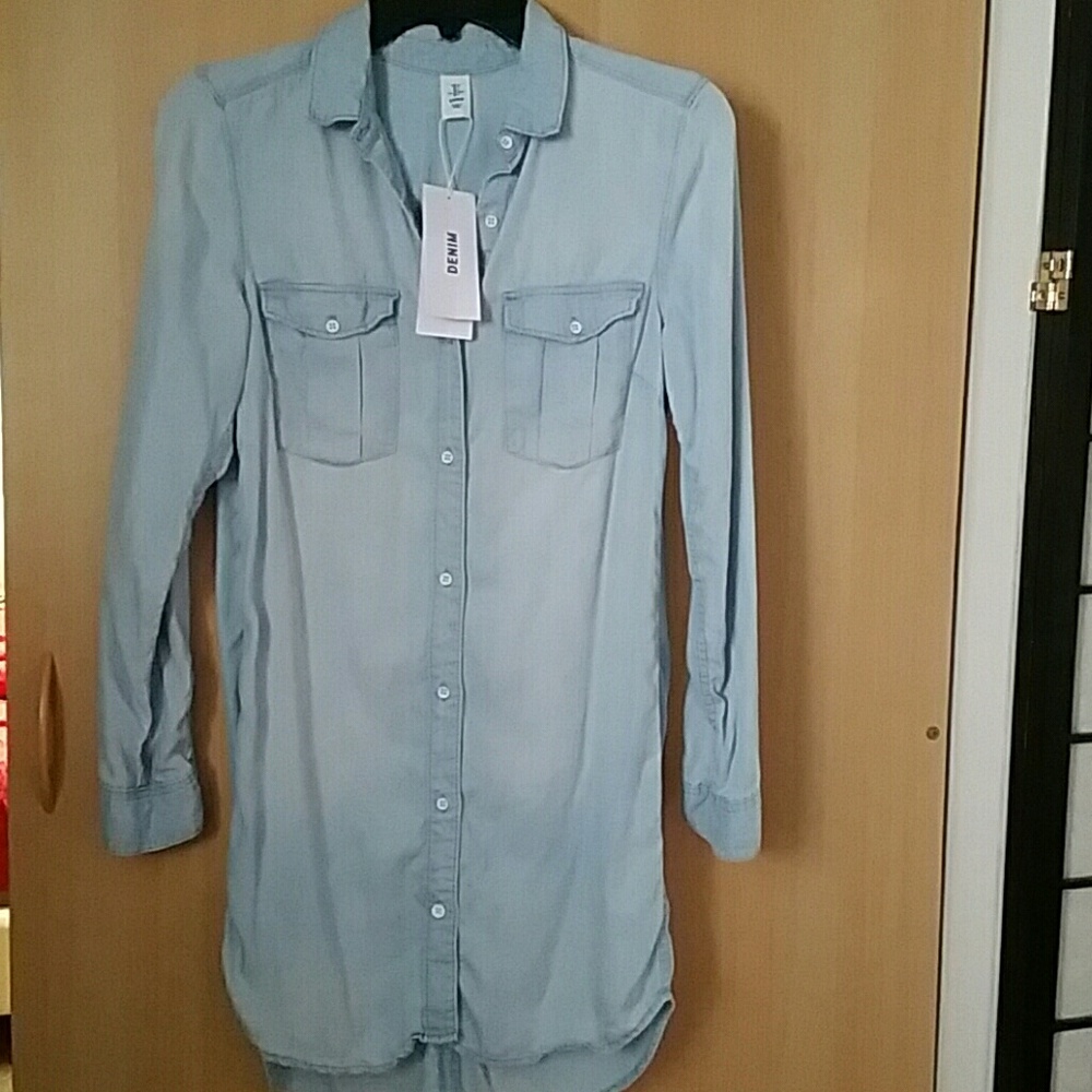 H&M  long denim shirt