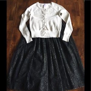 Girls size 7/8 Gold cardigan and sparkly skirt