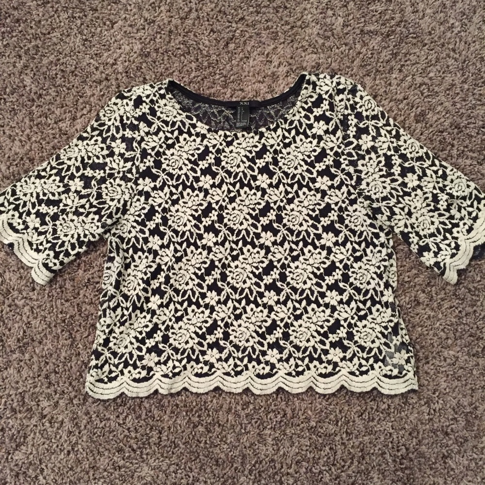 Forever 21 Lace Knit Crop Top
