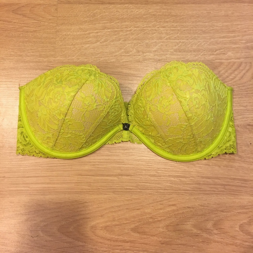 Victoria's Secret neon green strapless bra