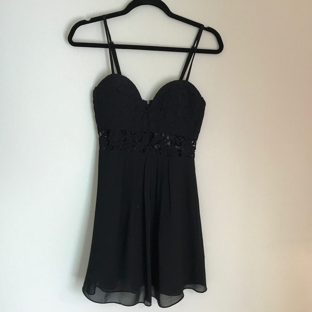 Black crochet/ bustier chiffon tank dress