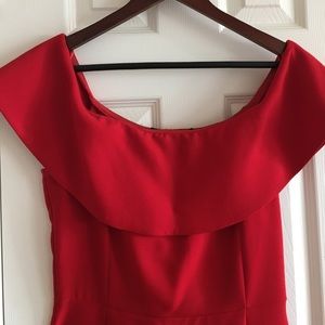 Zara Off the shoulder red Midi Dress