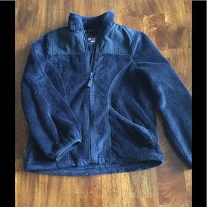 Girls size 7/8 navy fuzzy coat