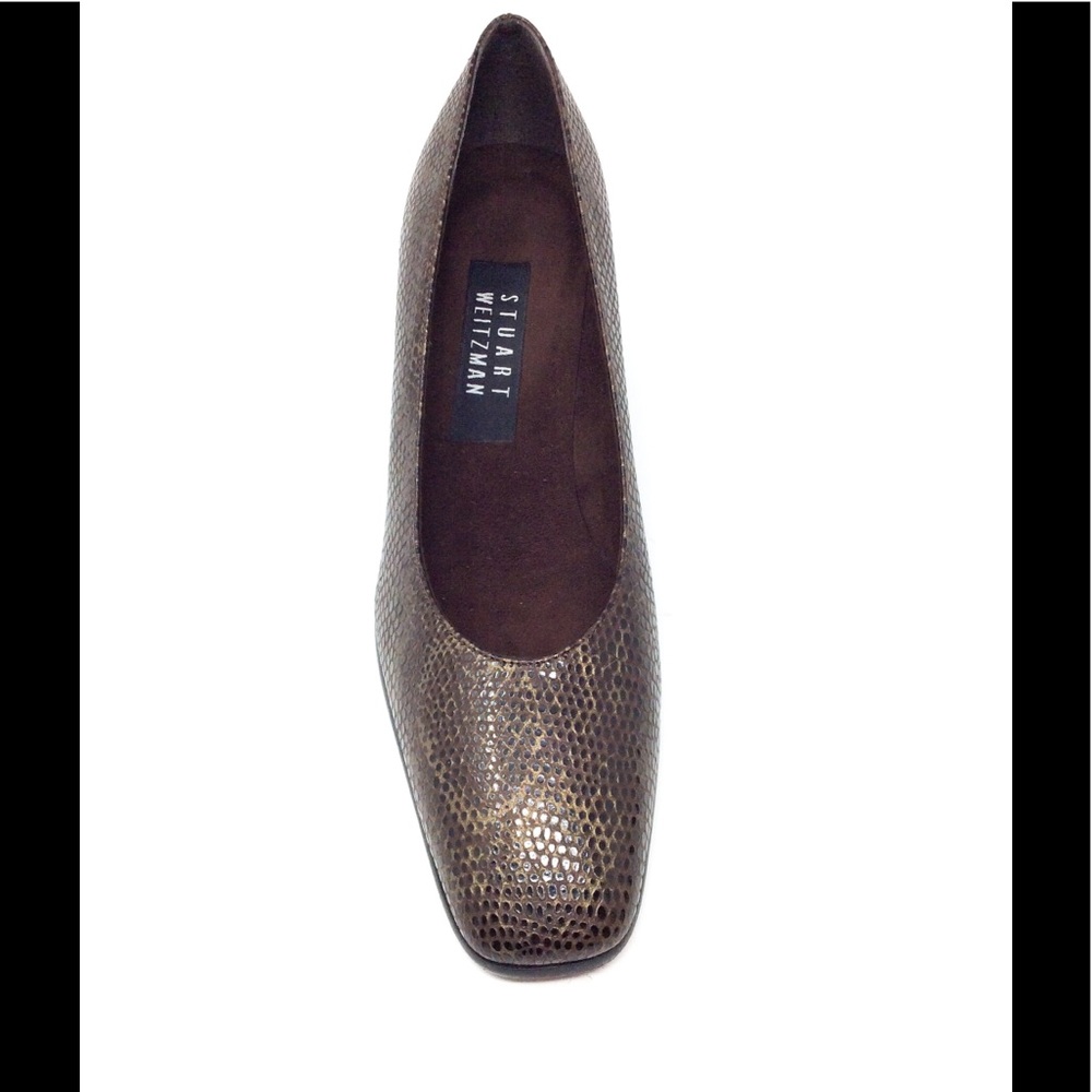 Stuart Weitzman Snake Skin Square Toe Pump