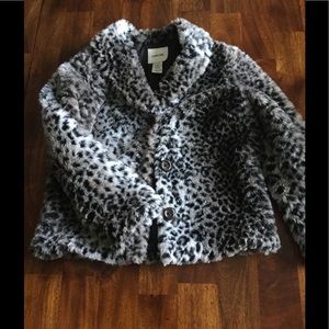 Girls size 10/12 faux leopard fur coat