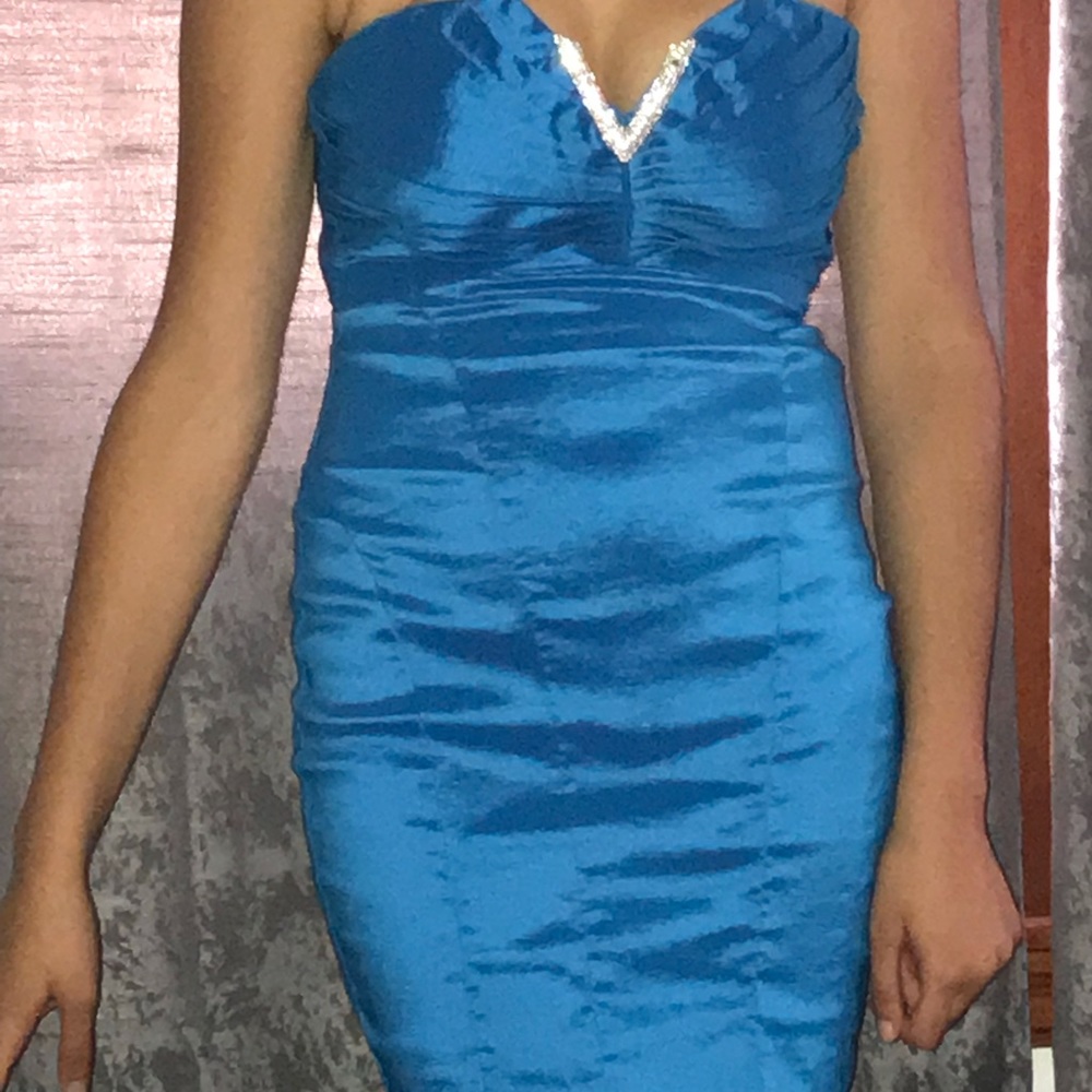 Blue party/club dress with jeweled detail