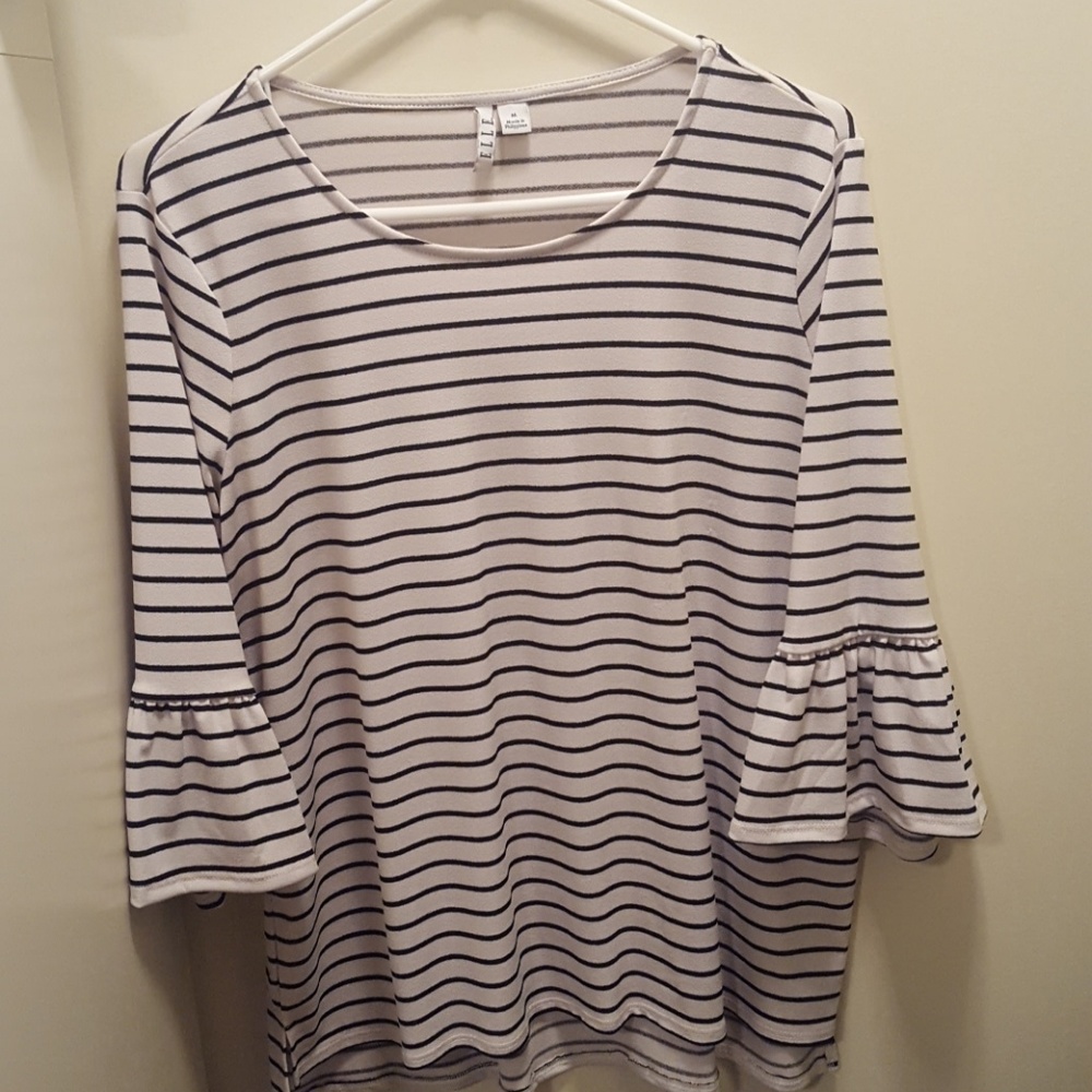 Elle striped bell sleeve top