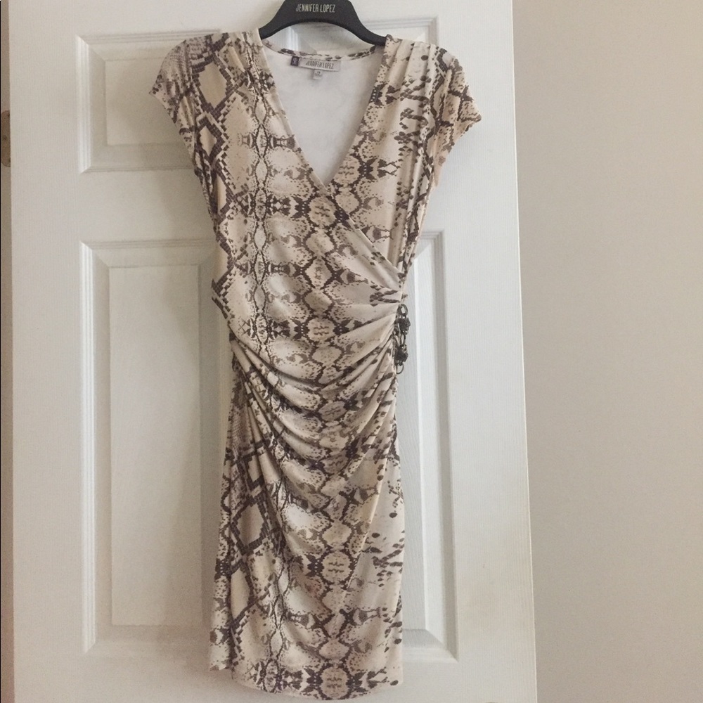 Jennifer Lopez Snake Print Ruched Dress