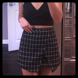 Asymmetrical black and white checkered skirt