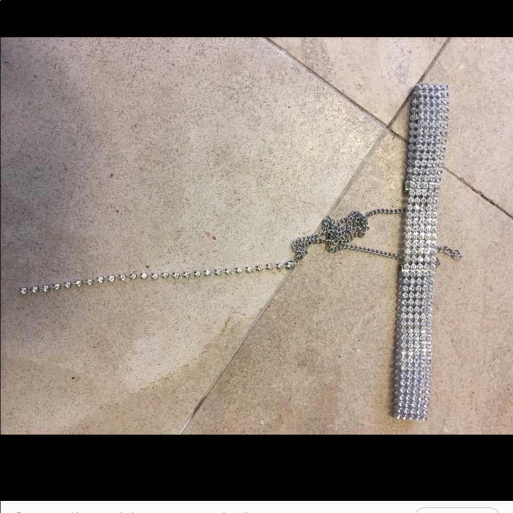 Silver Rhinestone Choker necklace - Picture 3 of 4