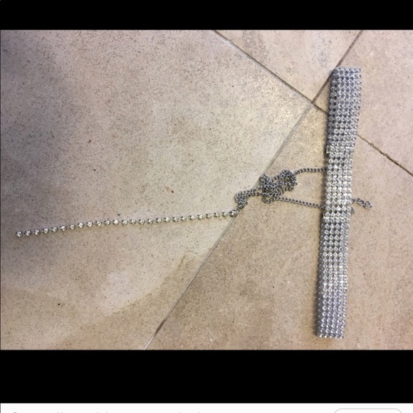 Silver Rhinestone Choker necklace - Picture 3 of 4