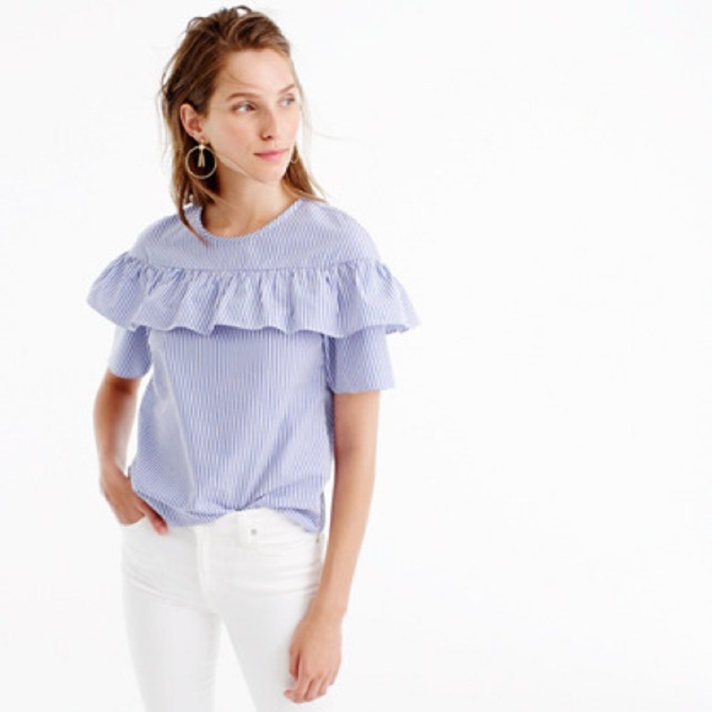 J. Crew 'Edie' striped ruffle top