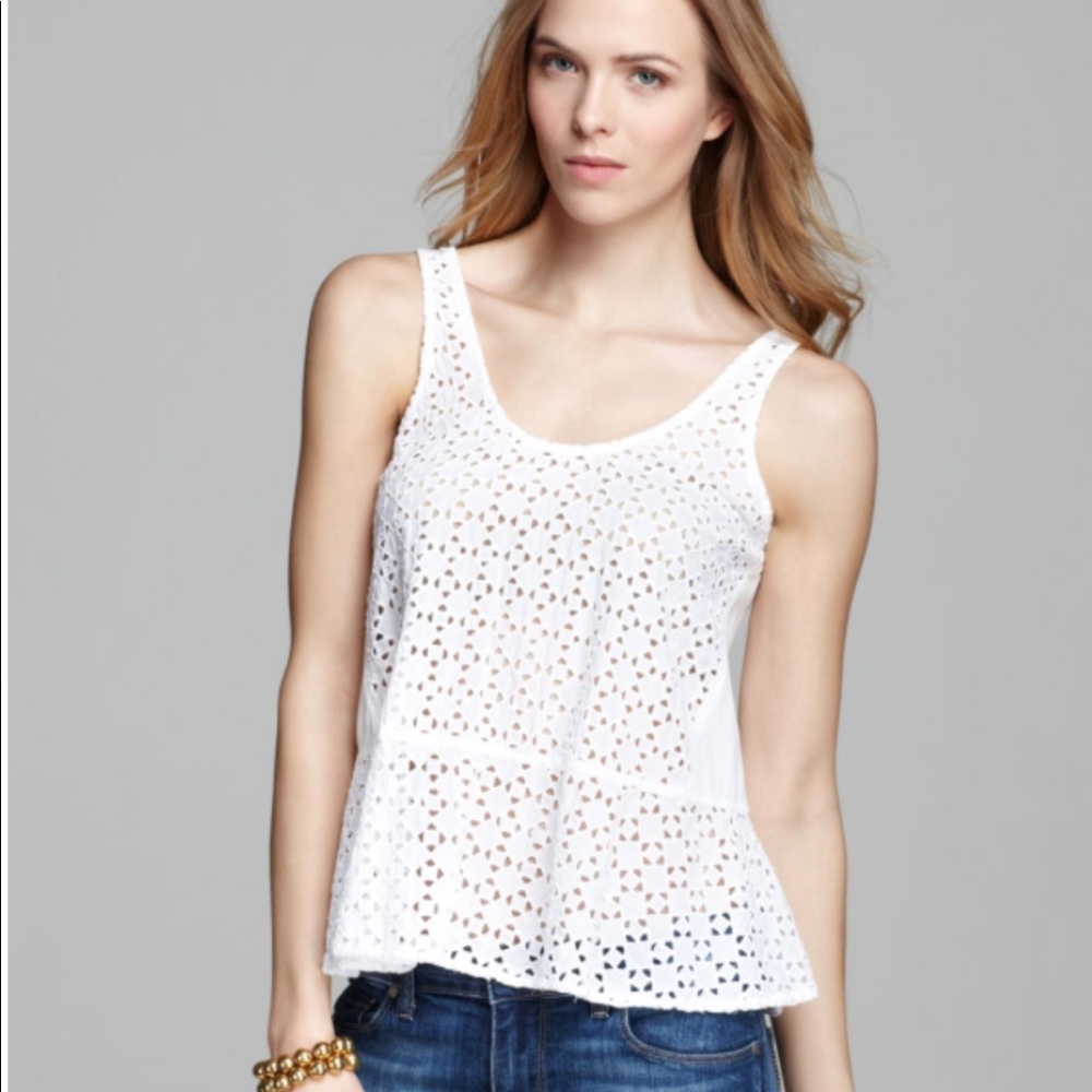 Sam & Lavi Geometric Lace Peplum Top Anthropologie