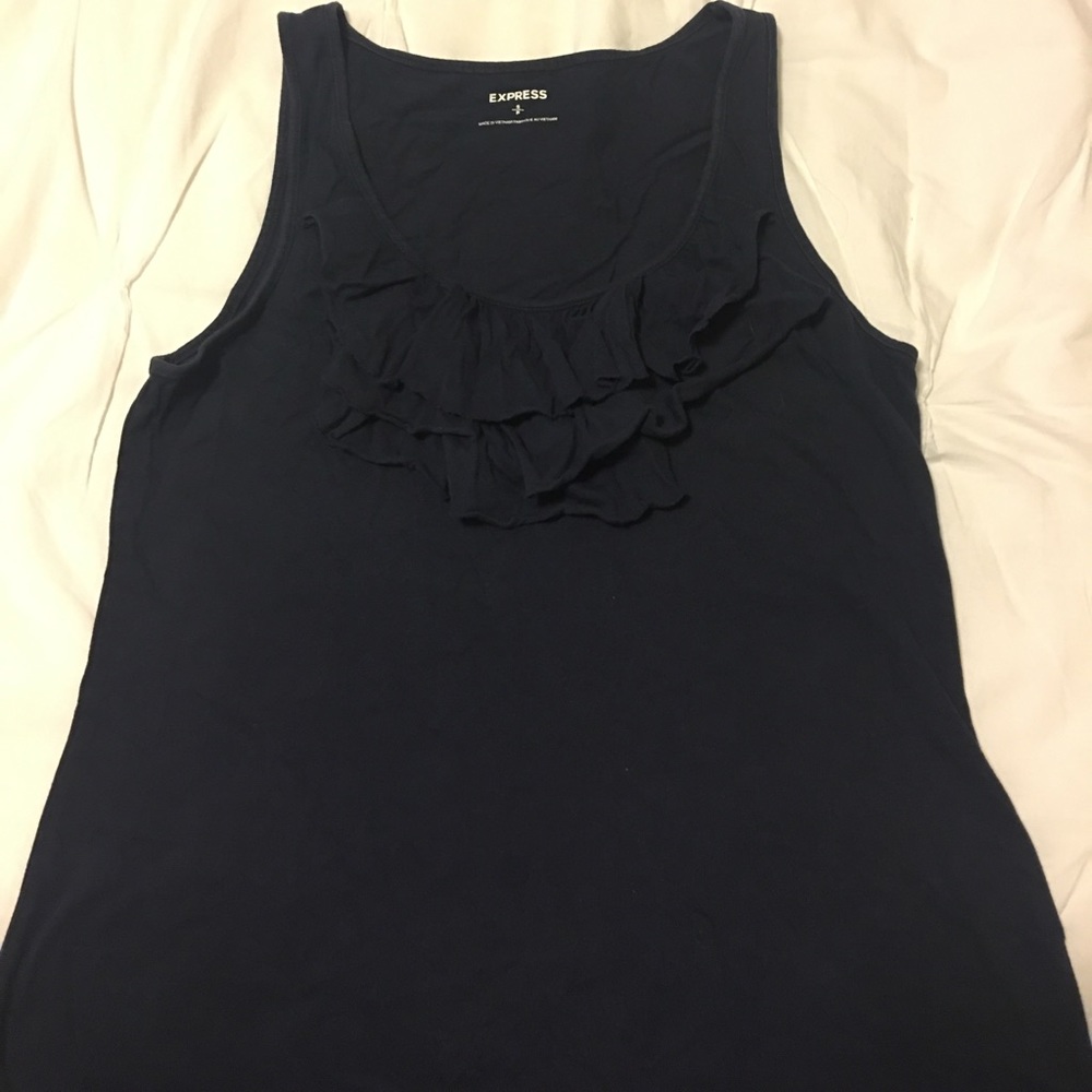 Navy ruffle tank top