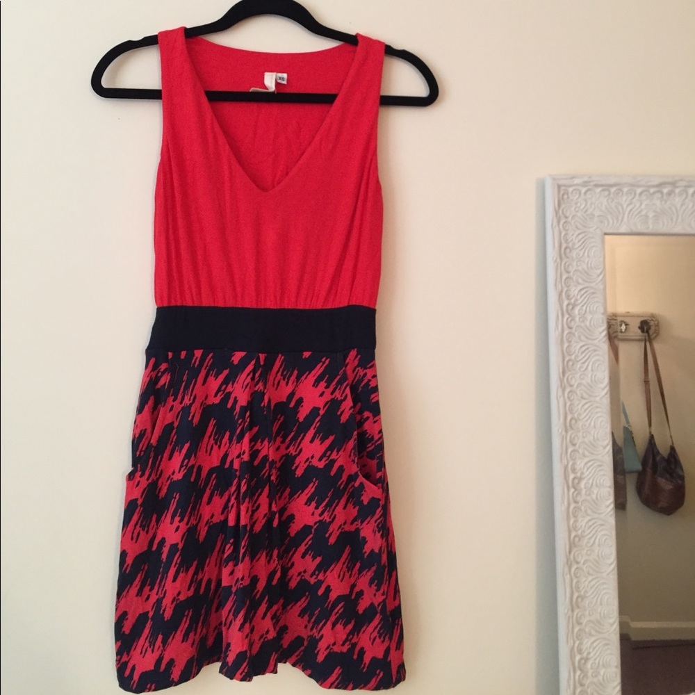 Red and navy dress