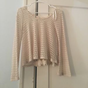 Boho crochet long sleeve cropped shirt