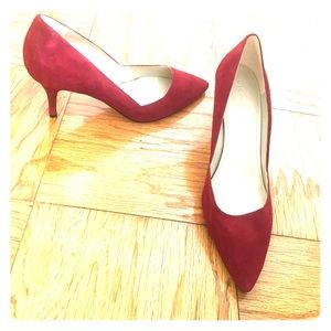 Marc Fisher, red suede pumps