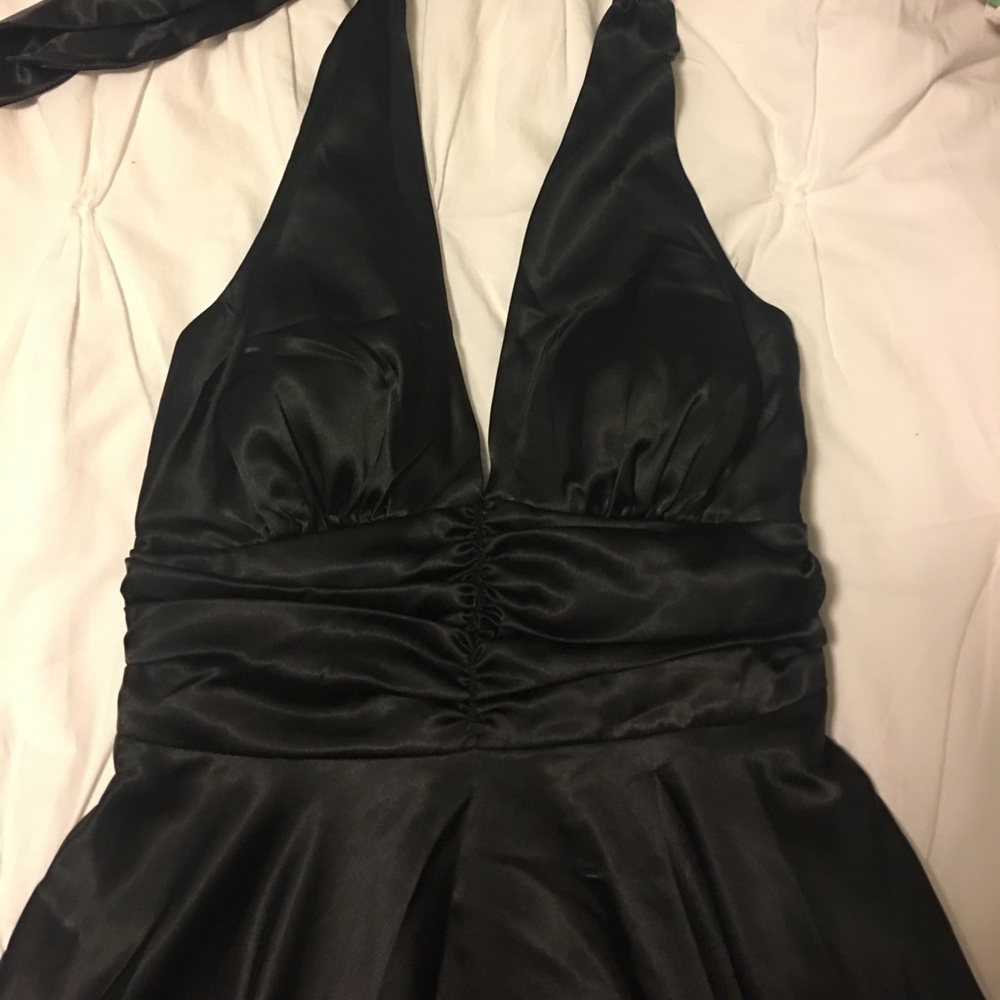 Black halter party dress