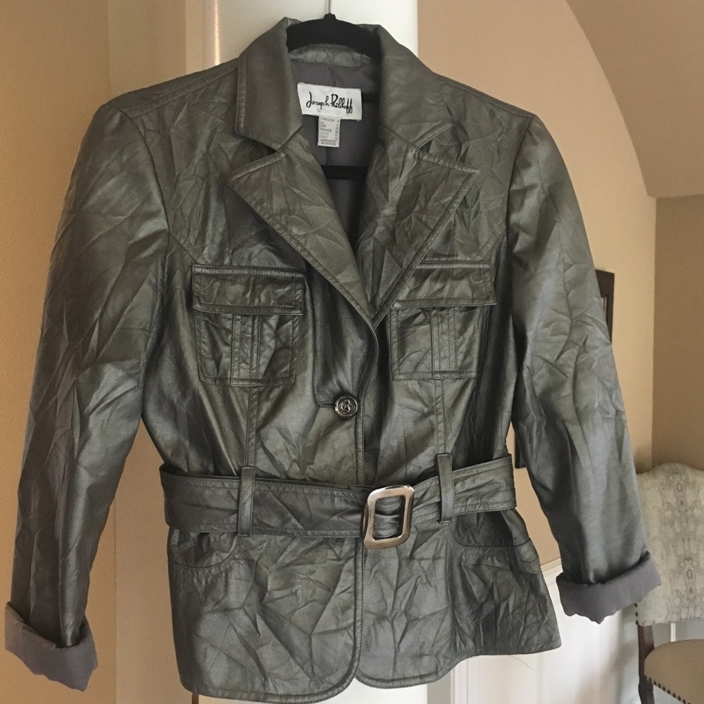 Silver Leather Jacket - Size 8 (fits like 6)