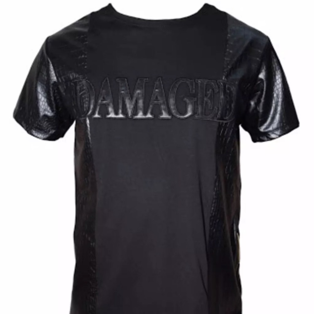 Sons of Heroes Sz Small Black Faux Leather T-Shirt