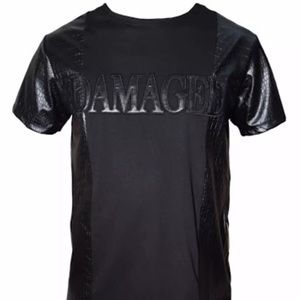 Sons of Heroes Sz Small Black Faux Leather T-Shirt