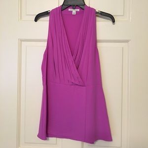 Banana Republic low cut pleated fucsia blouse